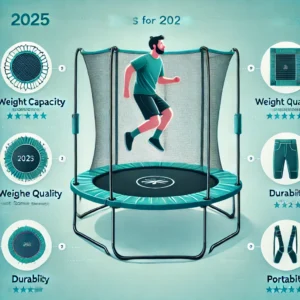 A comparison chart illustrating the top rebounders for 2025, comparing key features such as weight capacity, bounce quality, durability, and portability.