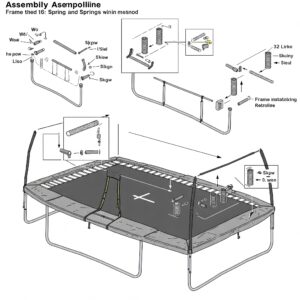 Diagram for assembling the trampoline 16 ft.