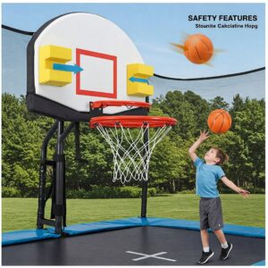 Illustration showcasing the safe design features of a Trampoline Basketball Hoop.