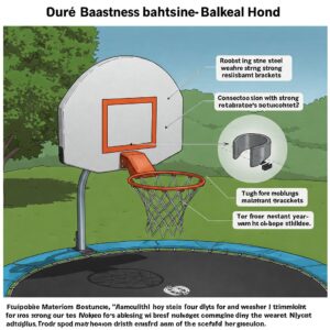 Illustration highlighting the durable materials used in a Trampoline Basketball Hoop.