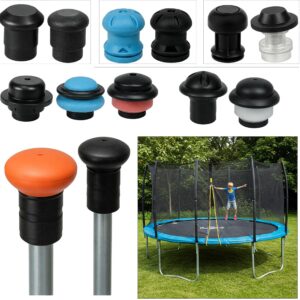 Various styles of protective caps for the tops of trampoline net poles.