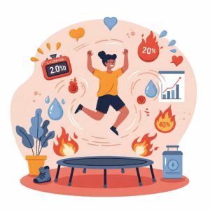 "Illustration showing the high number of calories burned during a trampoline weight loss workout."