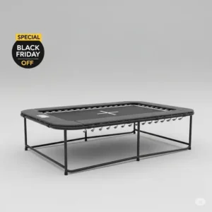 "A high-performance rectangular trampoline, ideal for gymnastics and advanced bouncing, featured in special black friday trampoline deals for serious jumpers."