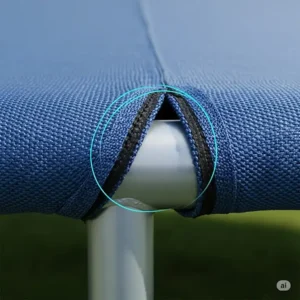 Close-up illustration of the durable, UV-resistant material used for a trampoline and cover, showcasing its robust construction.