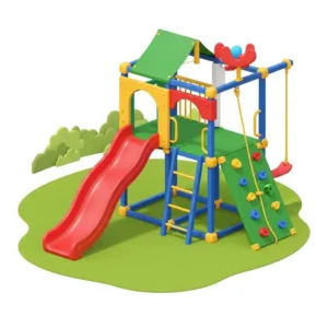 An illustration of a compact **jungle gym for backyard**, ideal for smaller spaces, providing big fun.