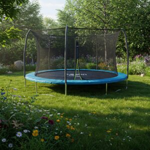 Sleek acon trampolines seamlessly integrated into a modern backyard landscape.