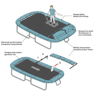 Illustration showing how to disconnect the different sections of the trampoline frame in how to take apart a trampoline.