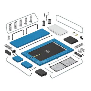 Visual overview of all the individual components after the trampoline has been through how to take apart a trampoline.