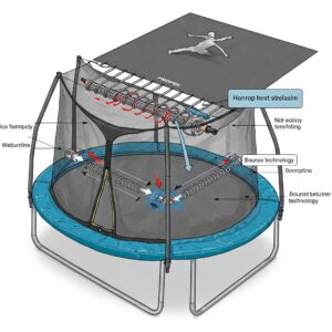 Diagram illustrating the spring mechanism of a propel trampoline, highlighting bounce technology.