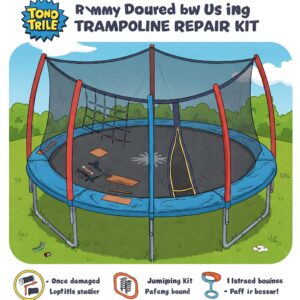 Trampoline Repair Kit: Illustration of a fully repaired trampoline, highlighting its renewed safety and usability.