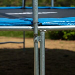 "Sturdy galvanized steel frame construction of a skybound trampoline, built for lasting durability."