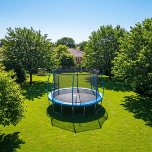 "Skybound trampoline in a spacious outdoor setting, perfect for backyard entertainment and exercise."