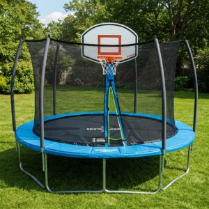 Enjoy added fun with a basketball hoop attachment on your skywalker trampolines.