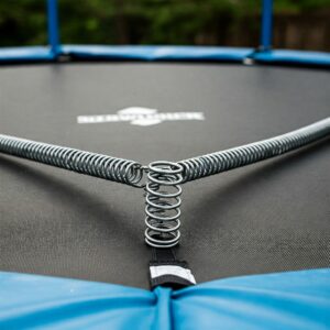 Close-up of the durable jumping mat and strong springs of skywalker trampolines.