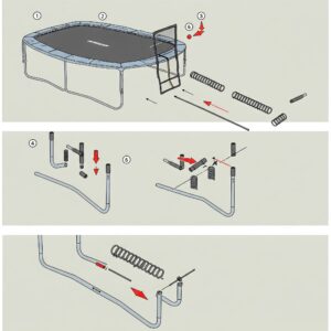 "Assembling a skywalker trampoline frame parts"