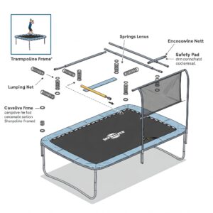"Diagram illustrating different skywalker trampoline frame parts"