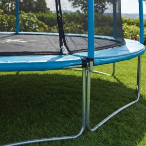 "Skywalker trampoline frame parts secured with a sturdy t-bracket"