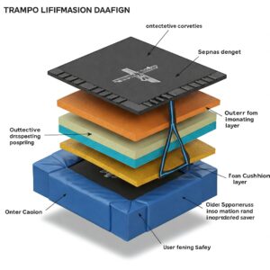 Trampoline Pad padding layers diagram illustrating the different layers within for impact absorption and safety. 