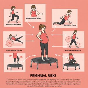 Can you jump on a trampoline while pregnant? Illustration outlining potential risks associated with trampoline use.
