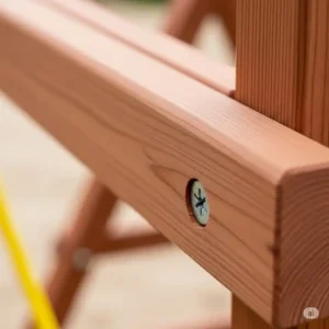 Close-up of natural cedar wood grain, highlighting the durable and splinter-resistant quality of a cedar swing set.
