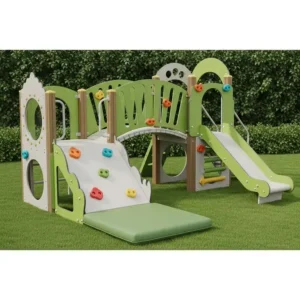 A safe and engaging outdoor climbing set for toddlers, with low-height features and soft-touch surfaces.
