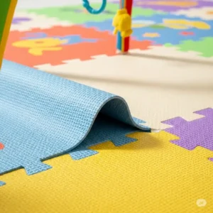 Close-up of durable, easy-to-clean soft play mats, an essential part of any soft play set for toddlers, ensuring hygiene.