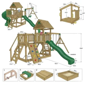 Detailed blueprint for a diy outdoor playset design.