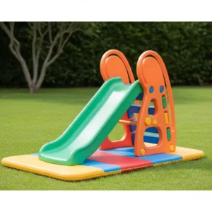 A compact, safe slide designed for toddlers, an ideal piece of toddler outdoor play equipment for young children.