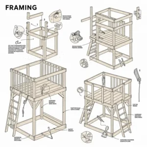  "Step-by-step guide showing the framing process for a DIY outdoor playset, following diy outdoor playset plans"