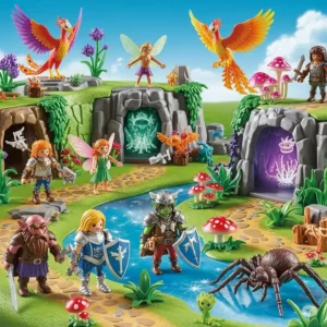 Collection of diverse fantasy characters and creatures included with an adventure world playset.