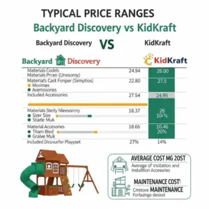 Infographic illustrating the typical price ranges of Backyard Discovery and KidKraft playsets, aiding in the decision for backyard discovery vs Kidkraft budgets.
