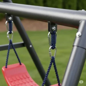 Close-up of high-quality, weather-resistant materials used in a black friday swing set black friday, assuring durability for your investment.