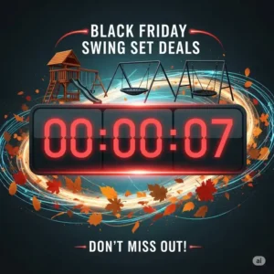 An eye-catching illustration of a countdown timer, creating urgency for customers to take advantage of upcoming black friday swing set deals before they expire.