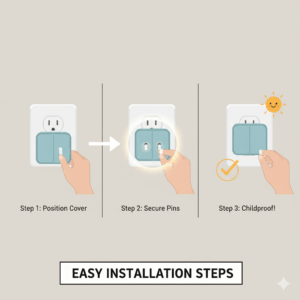Step-by-step guide illustrating the simple and quick installation process for the best outlet covers that don't pop out. 