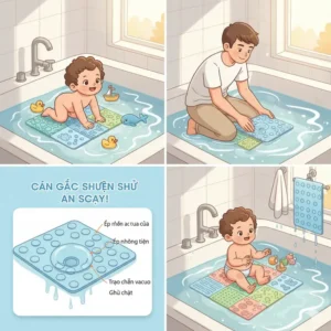 An illustration of a non-slip bath mat featuring efficient drainage holes to prevent water accumulation, ensuring a safer bathing environment for non slip bath mats baby safety.