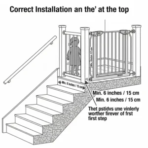 A picture demonstrating how to use a power drill to carefully create pilot holes for the safety gate's mounting screws when installing safety gates at top of stairs