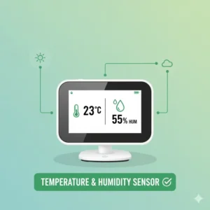 A baby monitor display showing temperature and humidity readings, highlighting features that contribute to a safe nursery environment and safe baby monitor options wireless.