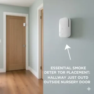 Essential location: placing an alarm in the hallway just outside the door for smoke detectors placement in nursery.