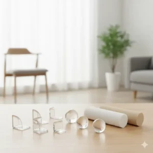 Assortment of furniture corner guards adhesive type, including L-shape and round bumpers, showcasing options for various furniture edges. 