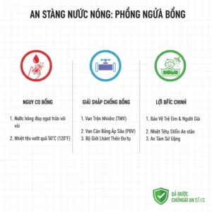 Infographic highlighting the importance of using an anti scald device for bathroom faucets to ensure hot water safety.