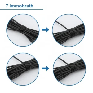 Using a reusable cable tie to bundle and shorten excess cord, aiding in protecting cords from heaters and radiators.