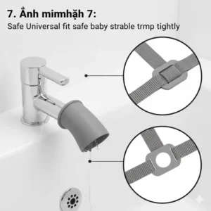 Image focusing on the universal fit and adjustable strap mechanism of the safe baby bath spout cover for securing it tightly to the faucet.