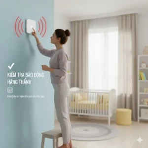 Important safety routine: testing the alarm monthly is part of proper smoke detectors placement in nursery maintenance.