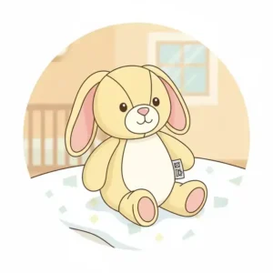 A close-up of a soft, washable baby stuffed animal with embroidered eyes and no small, detachable parts, ensuring it's a safe choking hazard free baby toys.