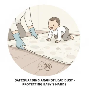 An image showing heavy-duty contact paper used to temporarily seal cracks or painted areas that are known sources of lead, a step in reducing lead paint exposure baby proofing.