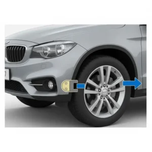 Image illustrating the mechanism to lock the front swivel wheels of the safe travel stroller with brakes for enhanced stability.