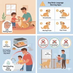 Image emphasizing a pet's crate as a safe retreat, ensuring boundary respect and good pet safety around toddlers.