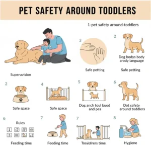 Close-up of a parent washing a child's hands after playing with a pet, demonstrating hygiene as a component of pet safety around toddlers.