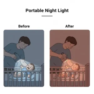 A portable, easy-to-grip night light that doesn't disrupt baby sleep used during a quiet diaper change.