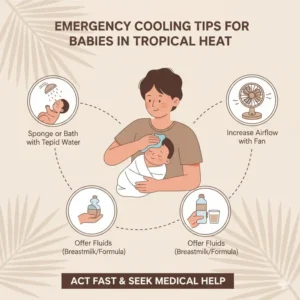 Essential emergency cooling techniques to provide heat safety in tropical climates babies.